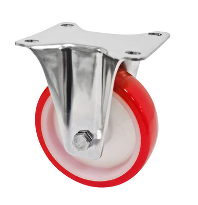 Rojo Blanco PU 5 pulgadas 125 mm ruedas de ruedas de ruedas, ruedas industriales de ruedas de ruedas de ruedas