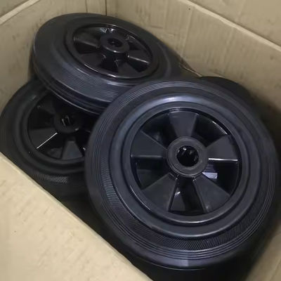 Ruedas para contenedores de basura de caucho negro, ruedas para cubos de basura industriales