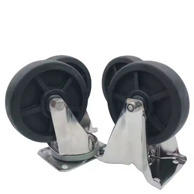 Ruedas giratorias de acero inoxidable negro de 50 mm de ancho de banda de rodadura resistente al calor