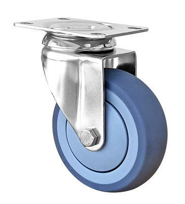 Ruedas de carrete azul TPR de trabajo medio 100kg-150KG Ruedas de carrete de acero inoxidable