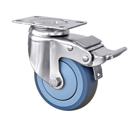 Ruedas de carrete azul TPR de trabajo medio 100kg-150KG Ruedas de carrete de acero inoxidable