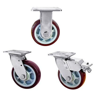 OEM ODM Casters de acero inoxidable Casters de rueda de poliuretano rojo de trabajo pesado