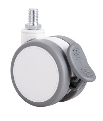 2.5 pulgadas Blanco Silencioso Roda Roda con Placa superior / Freno único