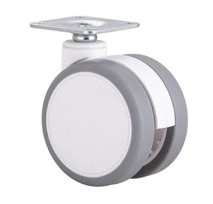 2.5 pulgadas Blanco Silencioso Roda Roda con Placa superior / Freno único