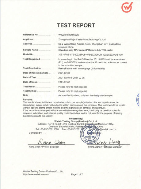 China Zhongshan Xiaolan Elephant Casters Products Factory certificaciones